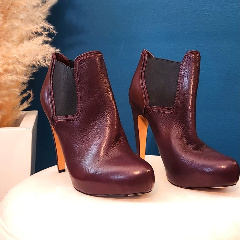Circus by Sam Edelman Burgundy Leather Ankle Boots, Size 8.5. NWOT